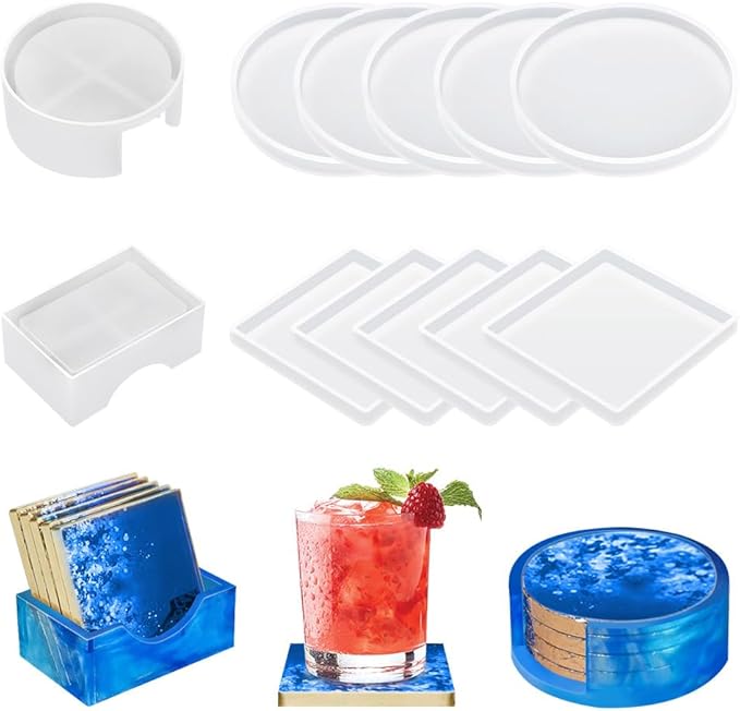 2 PCS Thickened Coaster Resin Mold, 7.5 Inches & 5.5 Inches Silicone Mold for Epoxy Resin Casting, DIY Coasters, Bowl Mats, Candle Holders, Home Decoration