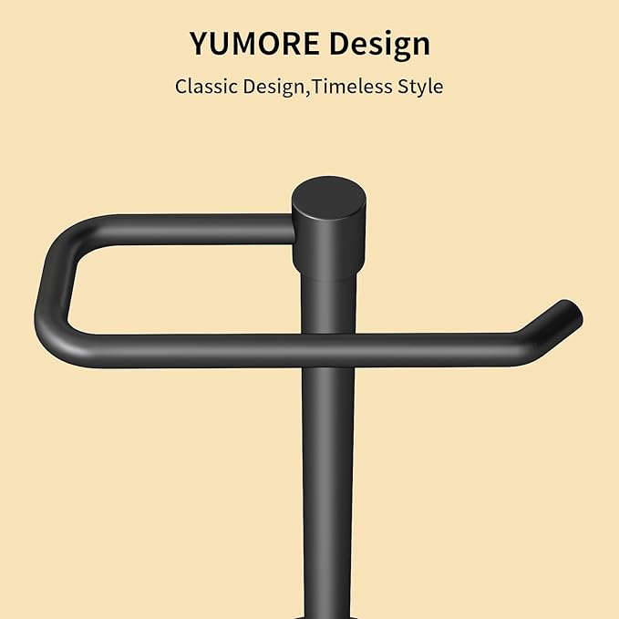 YUMORE Hand Towel Holder Stand Countertop Towel Rack Free Standing Towel Bar Hanger for Bathroom Kitchen Pro Matte Black