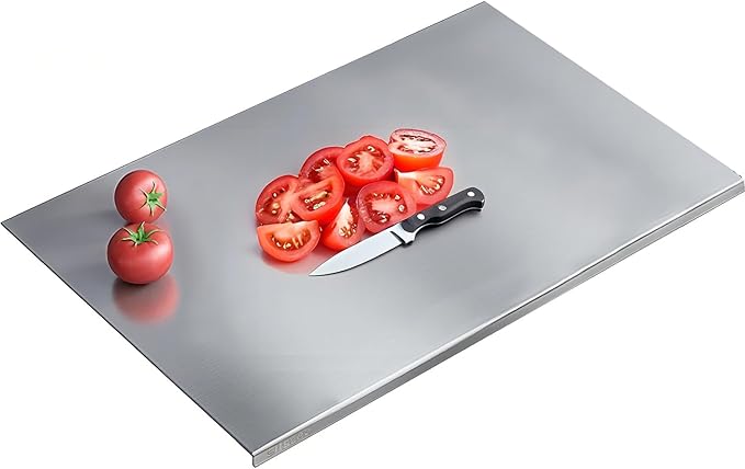 304 Stainless Steel Cutting Board – Stainless Steel Kitchen Chopping Boards Non-Slip, Dishwasher Safe – Ideal for Meat, Vegetables, Fruits, Bread & Baking – Commercial & Home Use (19.6 * 19.6in)