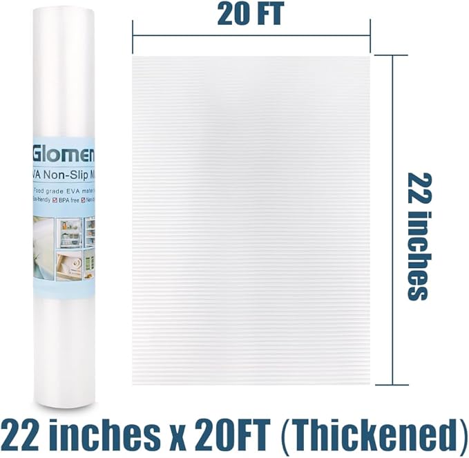 Shelf Liner, Non-Slip Cabinet Liner, Washable Oil-Proof for Kitchen Cabinet, Shelves, Refrigerator, Storage, Desks, 22 Inches x 20 FT, Non Adhesive Drawers Liner… (22 Inches x 20 FT, Thickened)