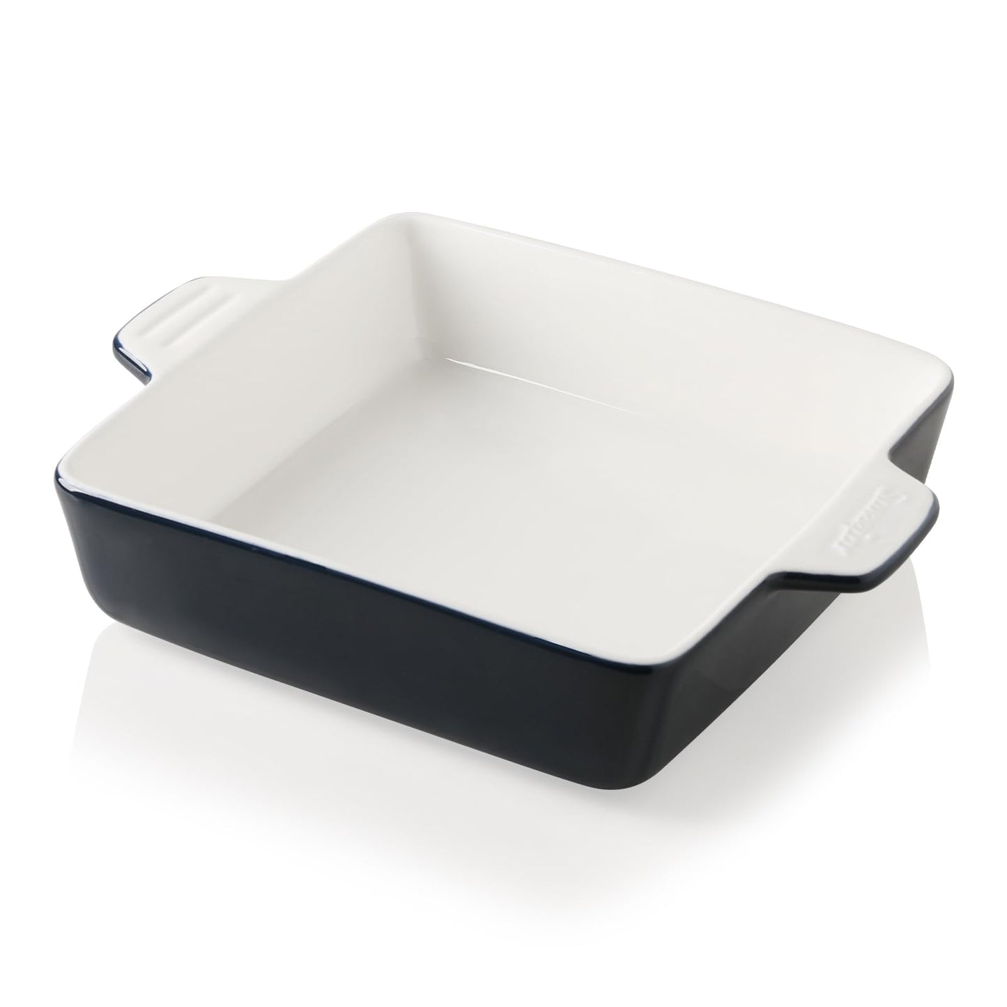 Sweejar Ceramic Baking Dish, Rectangular Small Baking Pan with Double Handles, 20 Oz for Cooking, Brownie, Kitchen, 6.5 x 4.9 x 1.8 Inches(Navy)