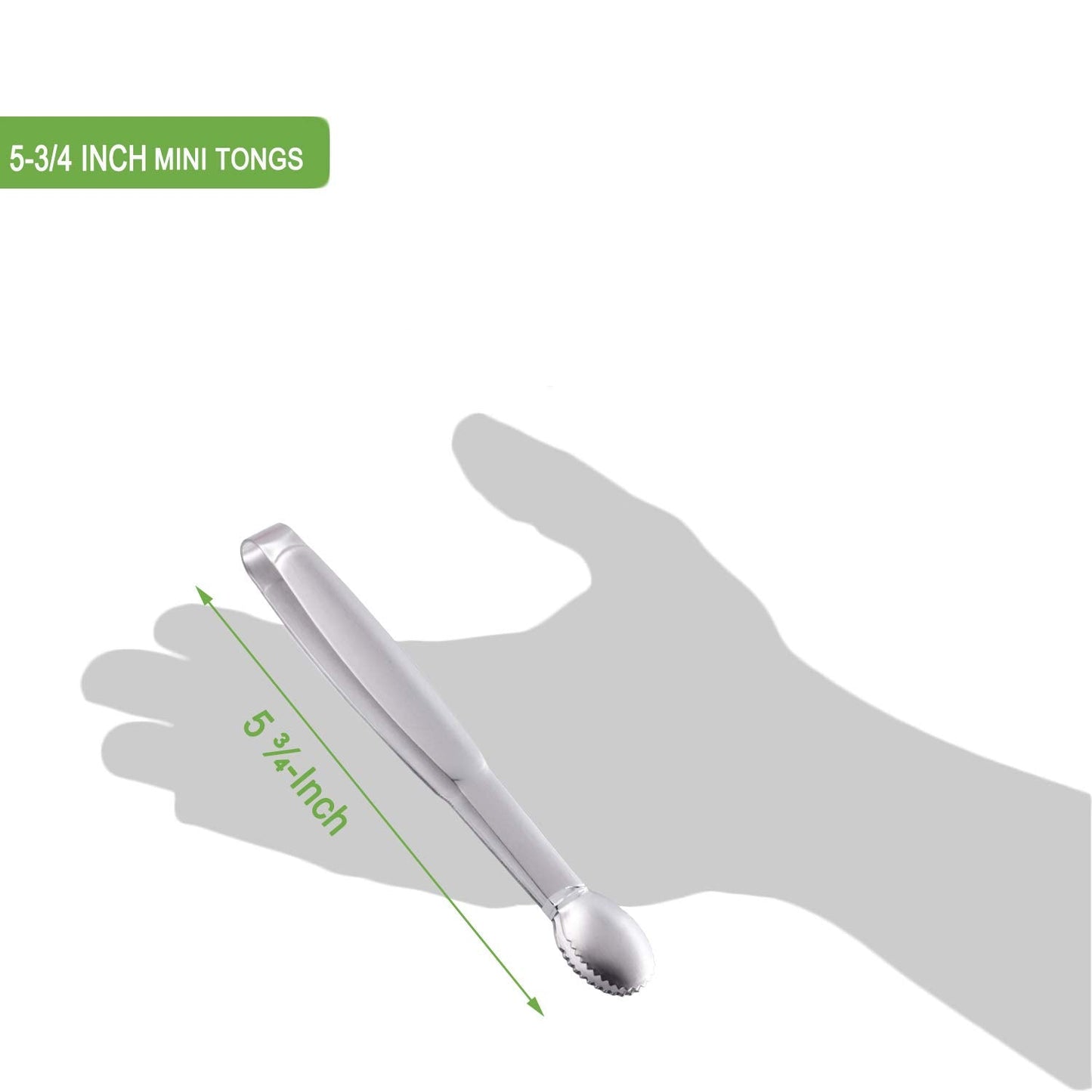 HINMAY Mini Tongs 5-3/4 Inch Stainless Steel Small Serving Tongs, Set of 4