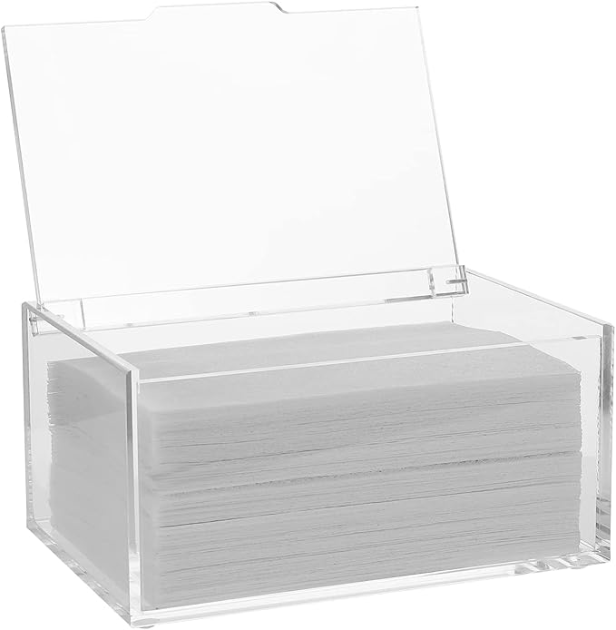rejomiik Acrylic Dryer Sheet Holder Clear Dryer Sheet Dispenser Container Box with Lid and Anti Scratch Film for Laundry Room Fabric Softener Sheets Storage Organization, Transparent