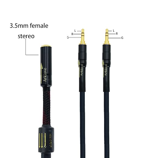 Arklove 1ft Shielded 1/8" aux Input 3.5mm Female to 2X 3.5 Output Splitter