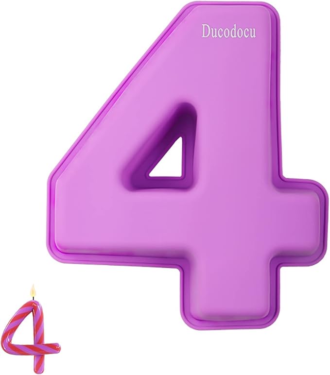 Ducodocu Large Silicone Number Cake Mould 3D Novelty Cake Pan DIY Baking Mold for Birthday Anniversary Number of 1 Purple