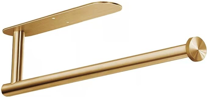 Paper Towels Rolls Holders- for Kitchen,Paper Towels Bulk- Self-Adhesive Under Cabinet,Both Available in Adhesive and Screws,Stainless Steel Paper Towel Holder(Gold)