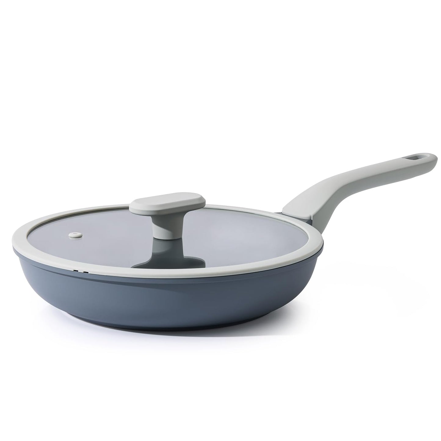 PRICUSIS Nonstick Ceramic Frying Pan with Lid, Non Toxic Skillet, Healthy Egg & Omelet & Chef's Skillet, PTFE PFOA & PFAS Free, Induction Compatible. (10Inch W/L)