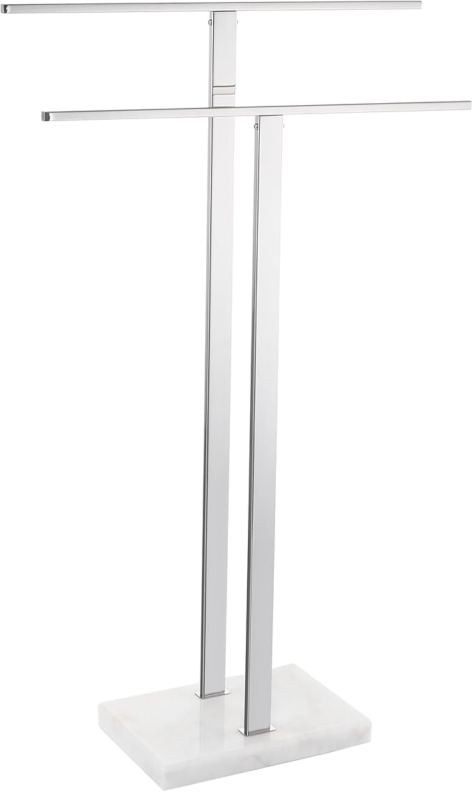 KES Standing Towel Rack for Bathroom with Marble Base, 2-Tier Towel Rack Stand for Floor, SUS304 Stainless Steel Polished Finish, BTH217