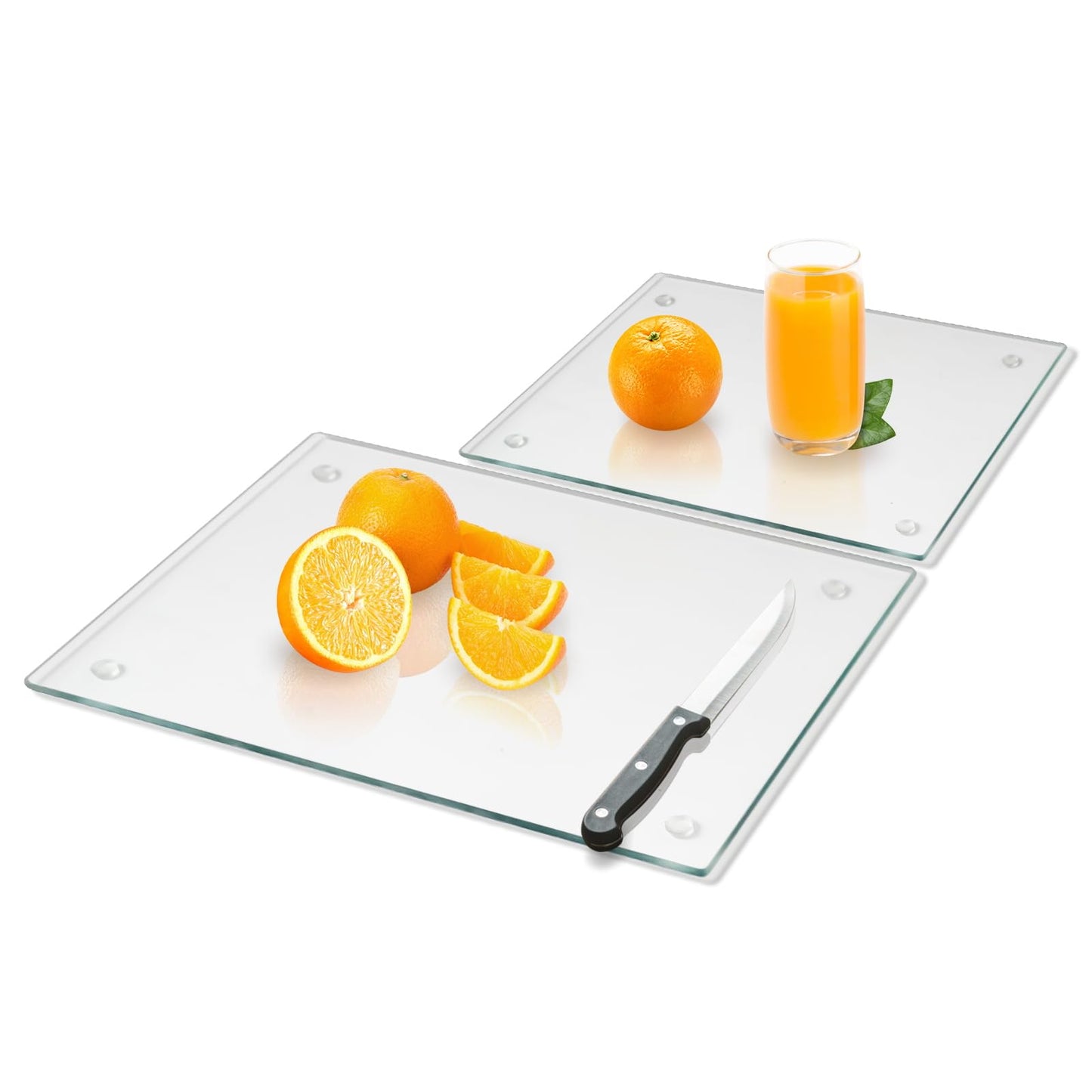 Mymonfif Tempered Glass Cutting Board for Kitchen, Clear Glass Board for Countertop, with Non-Slip Feet, Heat Resistant, Large Size 12x16" 2Pcs, Small Size 12x8" 2Pcs