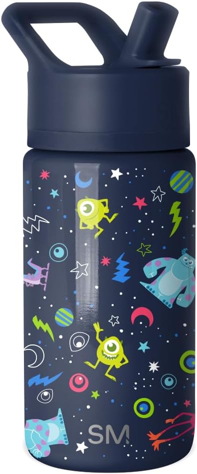 Simple Modern Kids Summit Water Bottle with Straw Lid | Disney Pixar Monsters Inc 14oz Stainless Steel Cup Insulated Tumbler for Boys, School | Dream Team