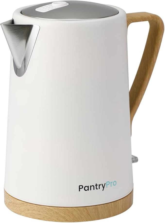 PantryPro 1.7L 1500W Rapid-Boil Electric Kettle - Stainless Steel Interior - Auto Shut-Off, Boil-Dry Protection, LED Indicator, Wide Opening - Black