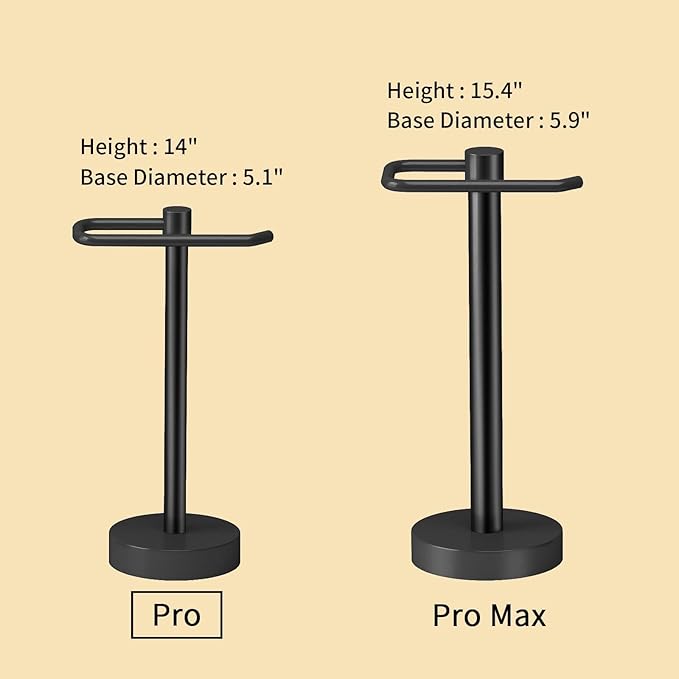 YUMORE Hand Towel Holder Stand Countertop Towel Rack Free Standing Towel Bar Hanger for Bathroom Kitchen Pro Matte Black