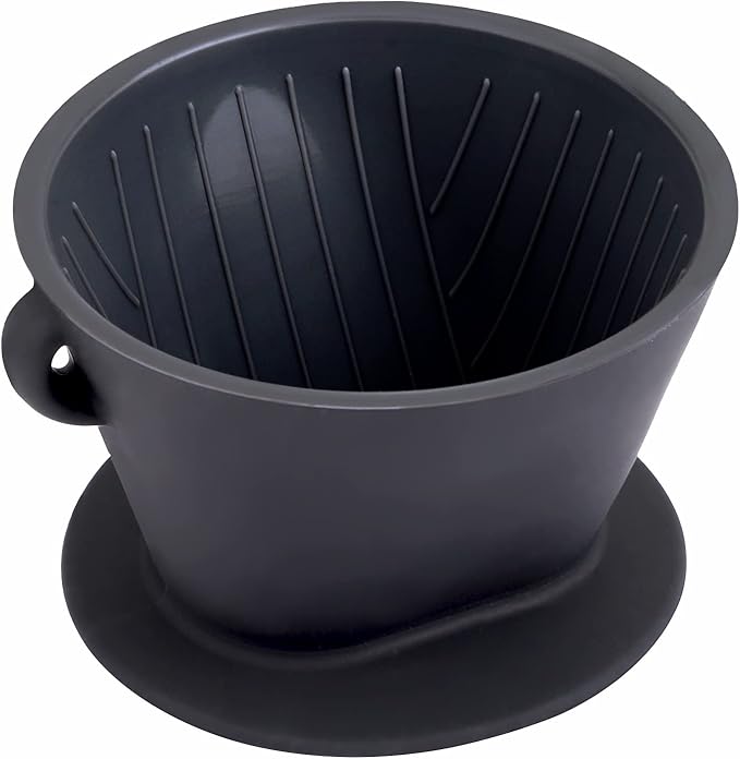 Segarty #2 Pour Over Coffee Maker, Single Cup Black Ceramic Coffee Dripper, 1 Set Size No.2 Reusable Filter Cone Drip Holder Slow Brewer with 3 Holes Flat Bottom for Travel, Camping, Office, Home