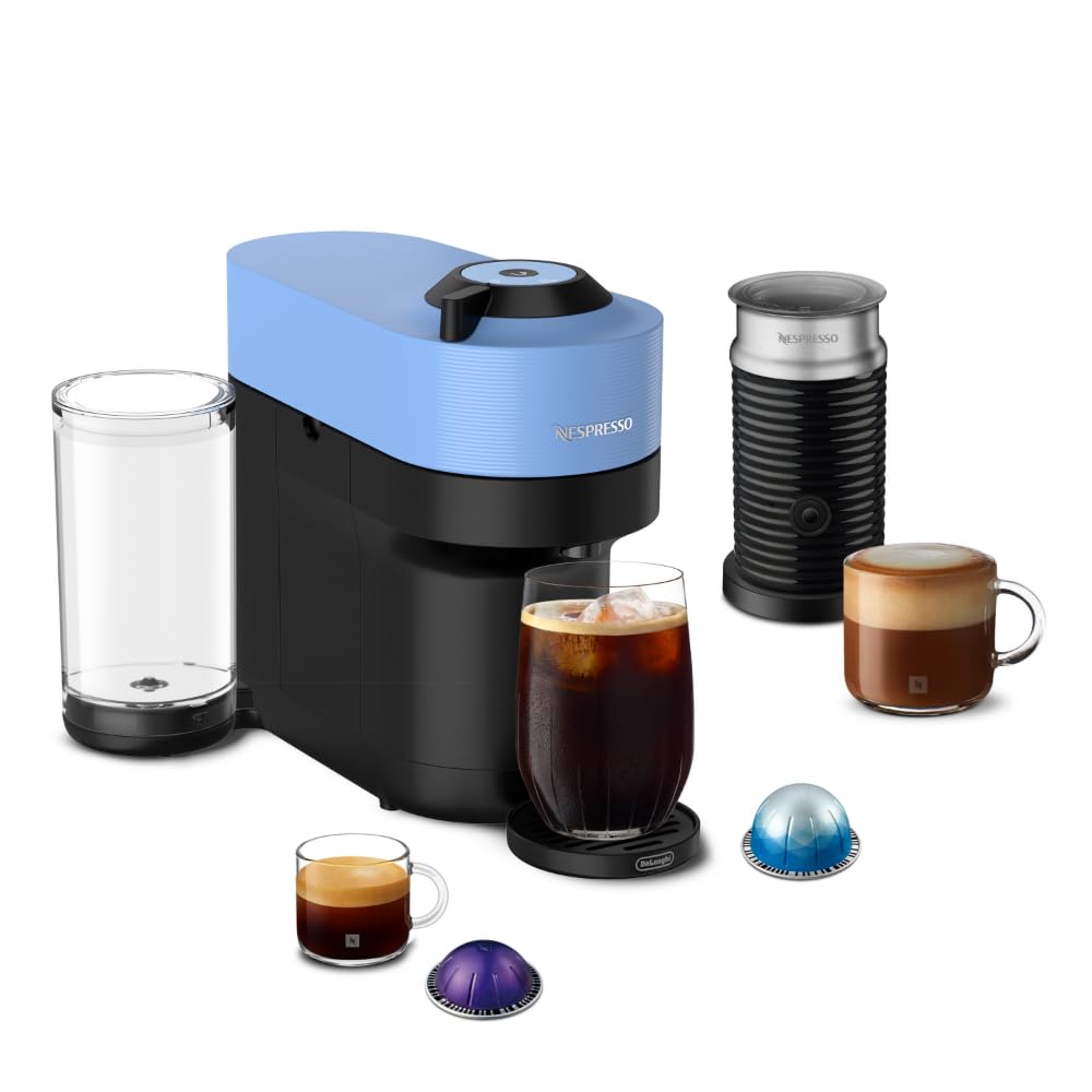 Nespresso Vertuo Pop+ Coffee Machine with Milk Frother, Pacific Blue