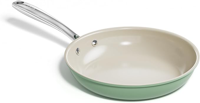 Redchef Ceramic Non Stick Egg Pans, Nonstick Frying Pan Skillet, 8 inch Cooking Pan Non Toxic with Stay Cool Handle for Induction, PTFE & PFAS & PFOA Free, Dishwasher/Oven Safe (Green)