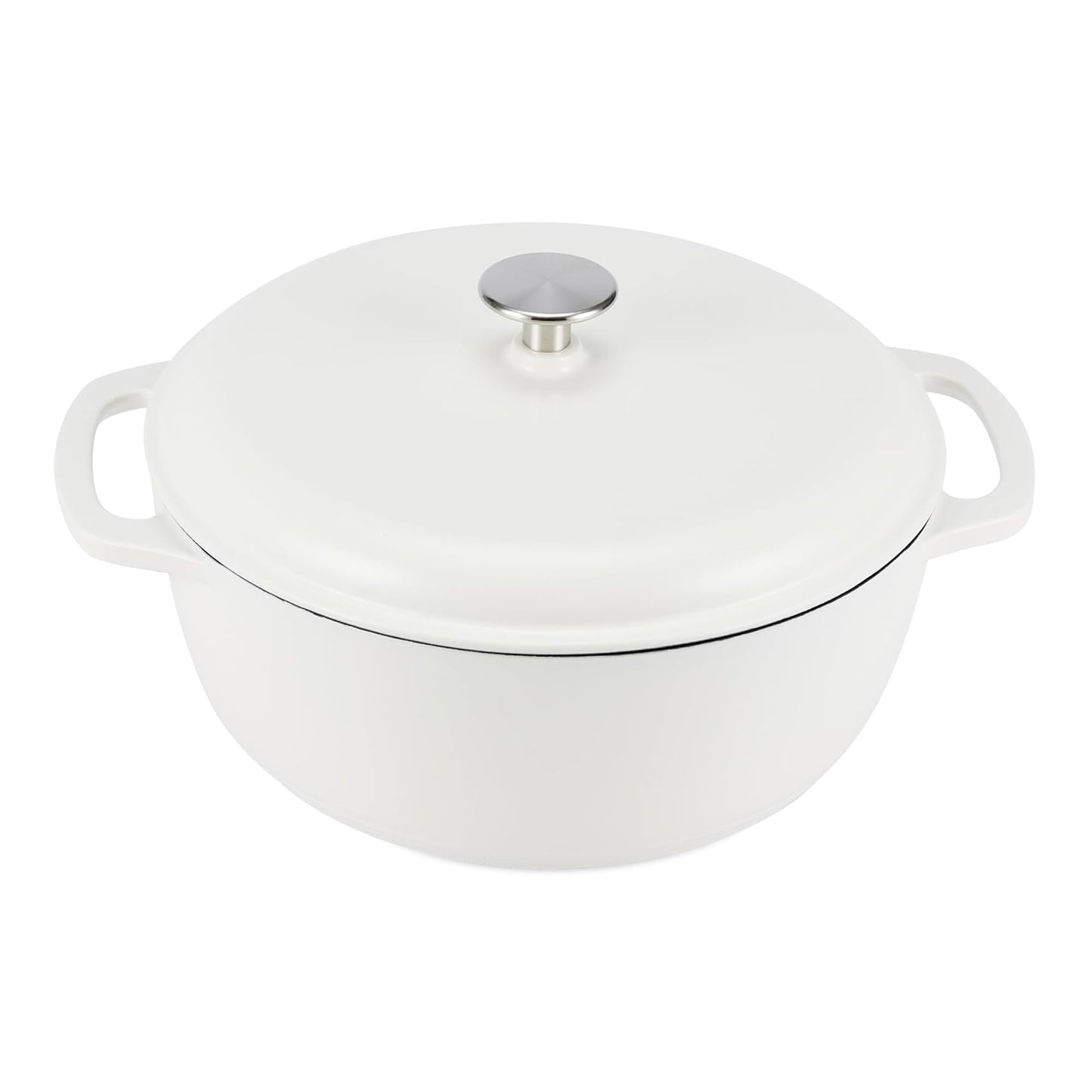 Enameled Cast Iron Dutch Oven Pot with Lid, Round, Dual Handles, Heavy-Duty, Oven Safe for Stews, Roasting, Baking, 6-Quart, Red