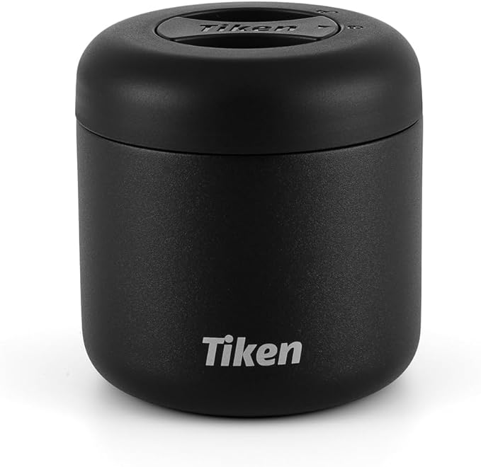 Tiken Airtight Coffee Canister Compact Size for Outdoors - Double Wall Stainless Steel, UV Blocking, Switchable to Food Storage Container 830ml Black