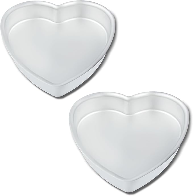 kefyixc 9 Inch Heart Shaped Cake Pan Set of 2, Aluminum,2 Inch Deep, Heat-Resistant Baking Cake Pan for Wedding, Party, Family Occasions, Chocolate, Bread. (9 x 2 Inch,Set of 2)
