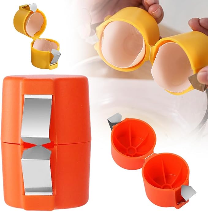 2025 Premium Egg Shell Opener, Egg Shell Cutter Eggs Shell Separator for Raw Eggs, Multifunctional Egg Cutter Egg Cracker Separator for Home Kitchen Gadgets (Yellow)