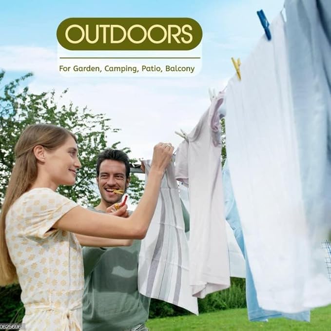 Pack of 2 Retractable Clothesline 40 Feet with 48 Clothes Pins | Heavy Duty Laundry Line Retractable | PVC Clothes line Retracting Indoor Outdoor Clothesline | Clothes Drying Line Wall Mount