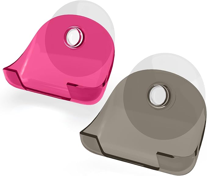 kwmobile 2x Razor Holder with Suction Cup - Self-Adhesive Shaver Wall Mount - Bathroom Organizer for Glass and Tiles - Black/Dark Pink/Transparent