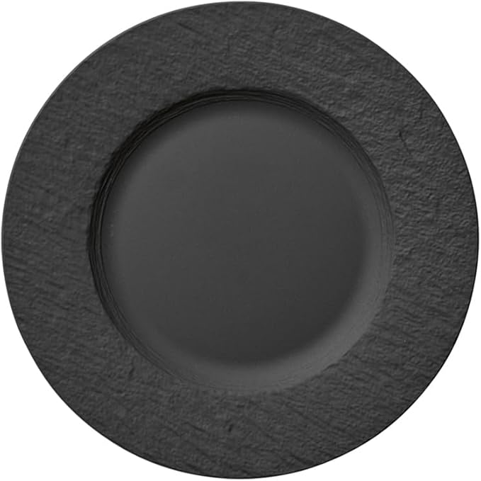 Villeroy & Boch Manufacture Rock Dinner Plate, Black, Set of 4, 10.5 In