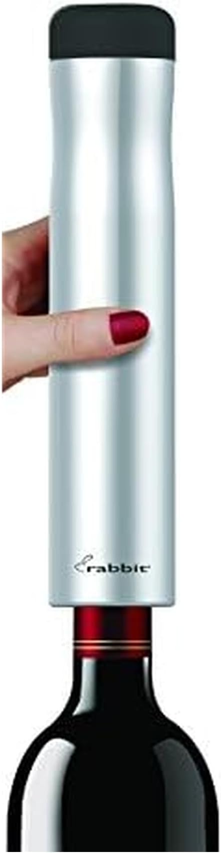 Rabbit Automatic Electric Corkscrew Wine Opener, Cordless Rechargeable, One-Touch Operation, Sleek Shiny Black Finish, Easy to Use for Wine Lovers