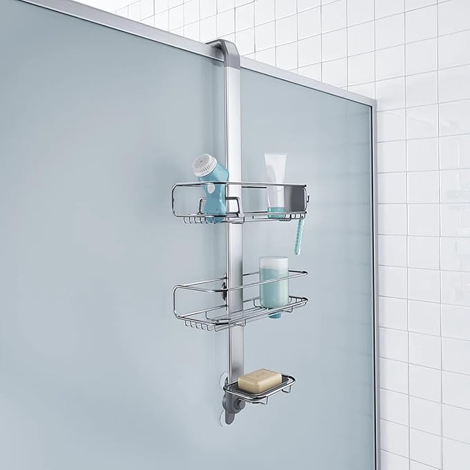 simplehuman Over-Door Shower Caddy, Stainless Steel and Anodized Aluminum