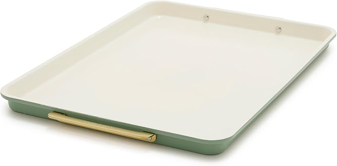GreenPan Bakeware 13"x18" Half Baking Sheet Pan, Ceramic Nonstick Baking Pan, PFAS & BPA Free, Gold Handles, Durable Steel, Versatile & Space Saving Ovenware, Freezer to Oven Dish, Oxford Blue