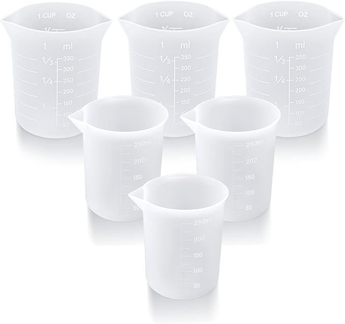 Palksky Silicone Chocolate Melting Cup Set with 4 Silicone Measuring Cups (250ml & 350ml) and 4PCS Heat-Resistant Jar Spatulas, Non-Stick Baking Tools for DIY Chocolate, Butter & Cream Mixing