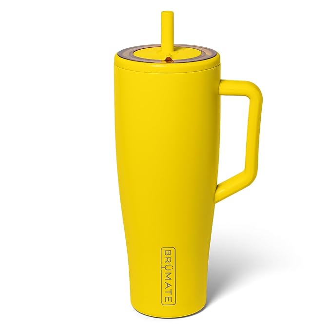 BrüMate Era 40 oz Tumbler with Handle and Straw | 100% Leakproof Insulated Water Bottle Tumbler with Lid and Flexible SoftSip Straw | Made of Stainless Steel | Cup Holder Friendly | 40oz (Pineapple)