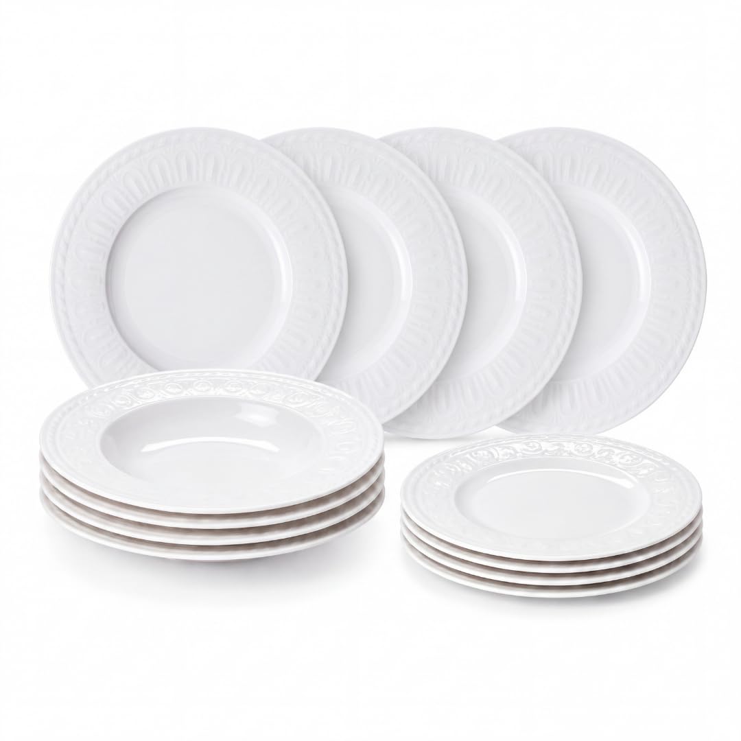Villeroy & Boch Cellini 12 Piece Dinnerware Set, White, Service for 4