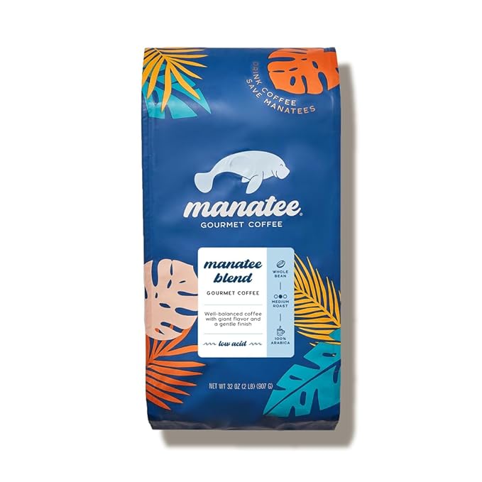 Manatee Gourmet Whole Bean Coffee, Medium Roast, Caribbean Delight 2 lb