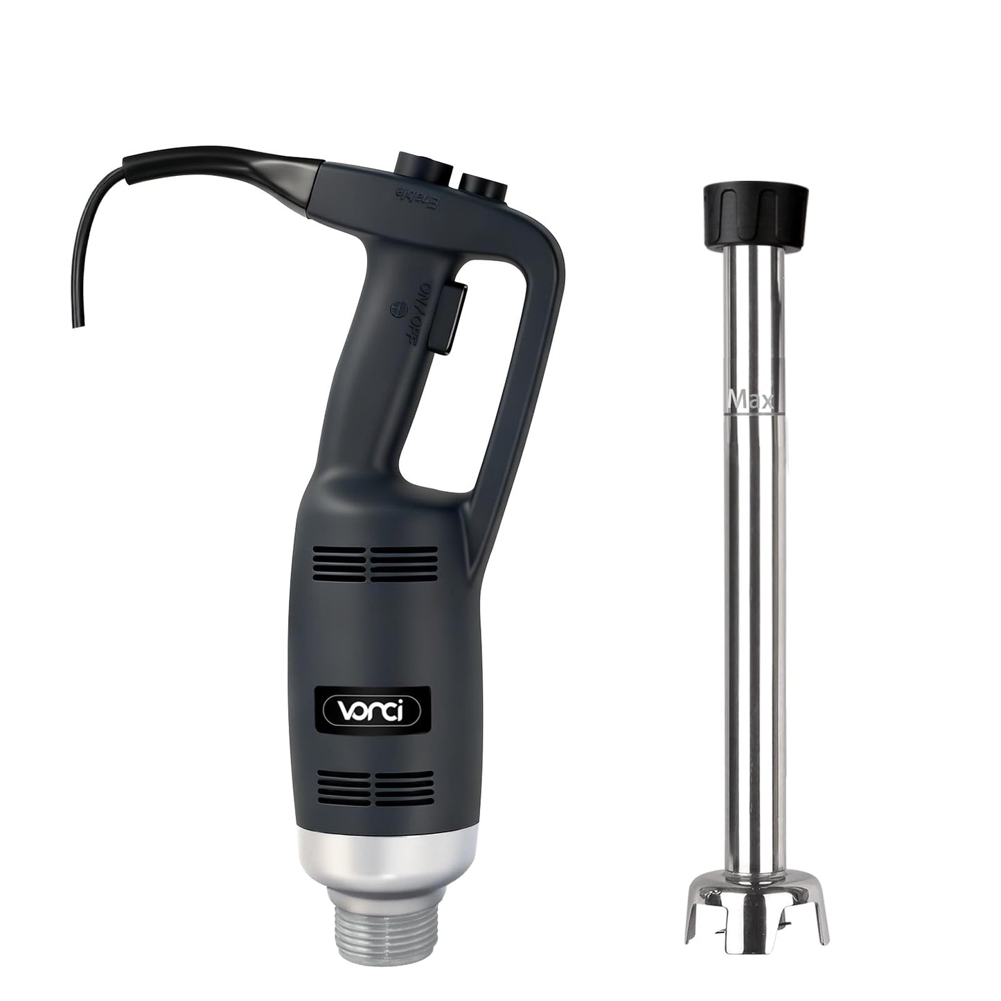 VONCI 500W Commercial Immersion Blender, 12" SUS 304 Removable Shaft, Heavy Duty Power Hand Mixer with Variable Speed 6000-20000RPM, Professional Electric Stick Blender for Restaurant Kitchen Use.