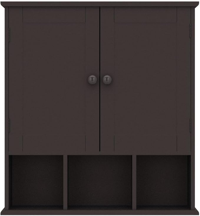 TaoHFE Brown Medicine Cabinets,Bathroom Wall Cabinet with 2 Door Adjustable Shelves,Over The Toilet Storage Cabinet,Espresso Bathroom Cabinet Wall Mounted for Laundry Room Kitchen