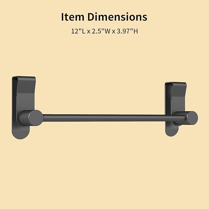 YUMORE Matte Black Over Door Towel Rack, Stainless Steel Over Cabinet Cupboard Towel Bar Kitchen Bathroom Towel Holder, Storage Dish Towel Holder, 2 Pack,