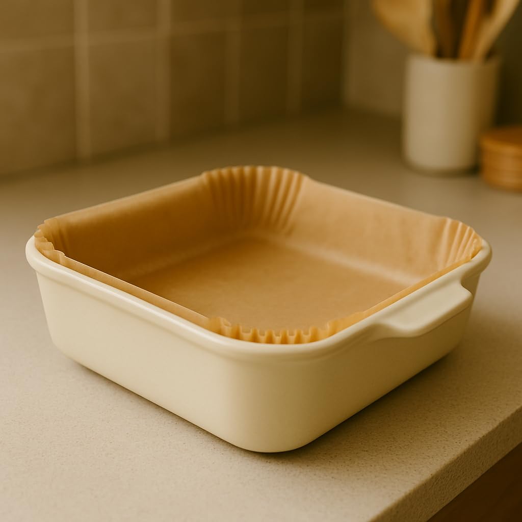 BakeBarn Parchment Paper for Pie Weights and Pans, Plastic Free Packaging, Pre Formed fit 8,9,10 Inch Dish, Natural Unbleached Food Grade Non-Stick Liners, High Heat Safe, Designed in USA, 50 Sheets