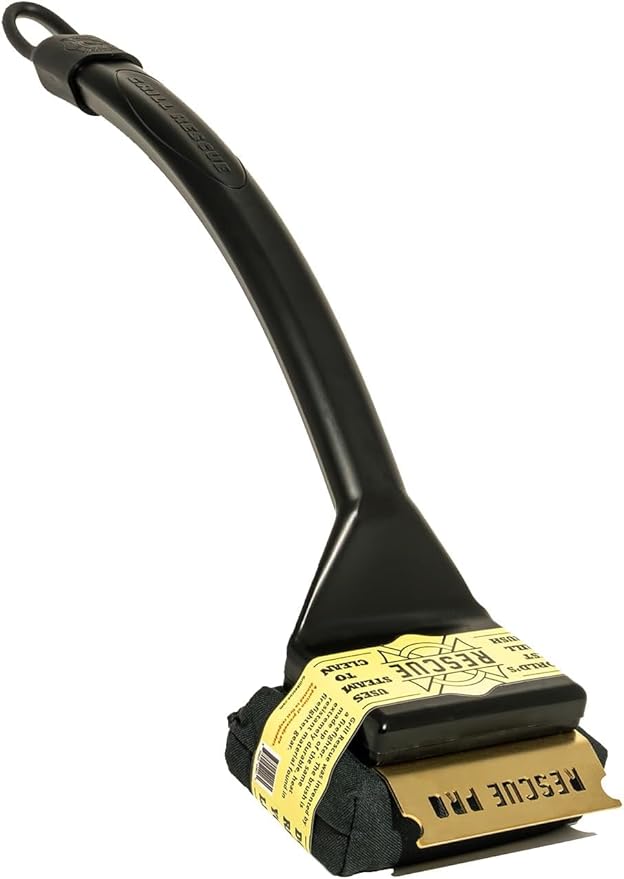 Grill Rescue BBQ Replaceable Scraper Cleaning Head, [Rescue-Upgraded], Bristle Free, Durable and Unique Scraper Tools for Cast Iron or Stainless-Steel Grates, Barbecue Cleaner (Rescue Pro Head)