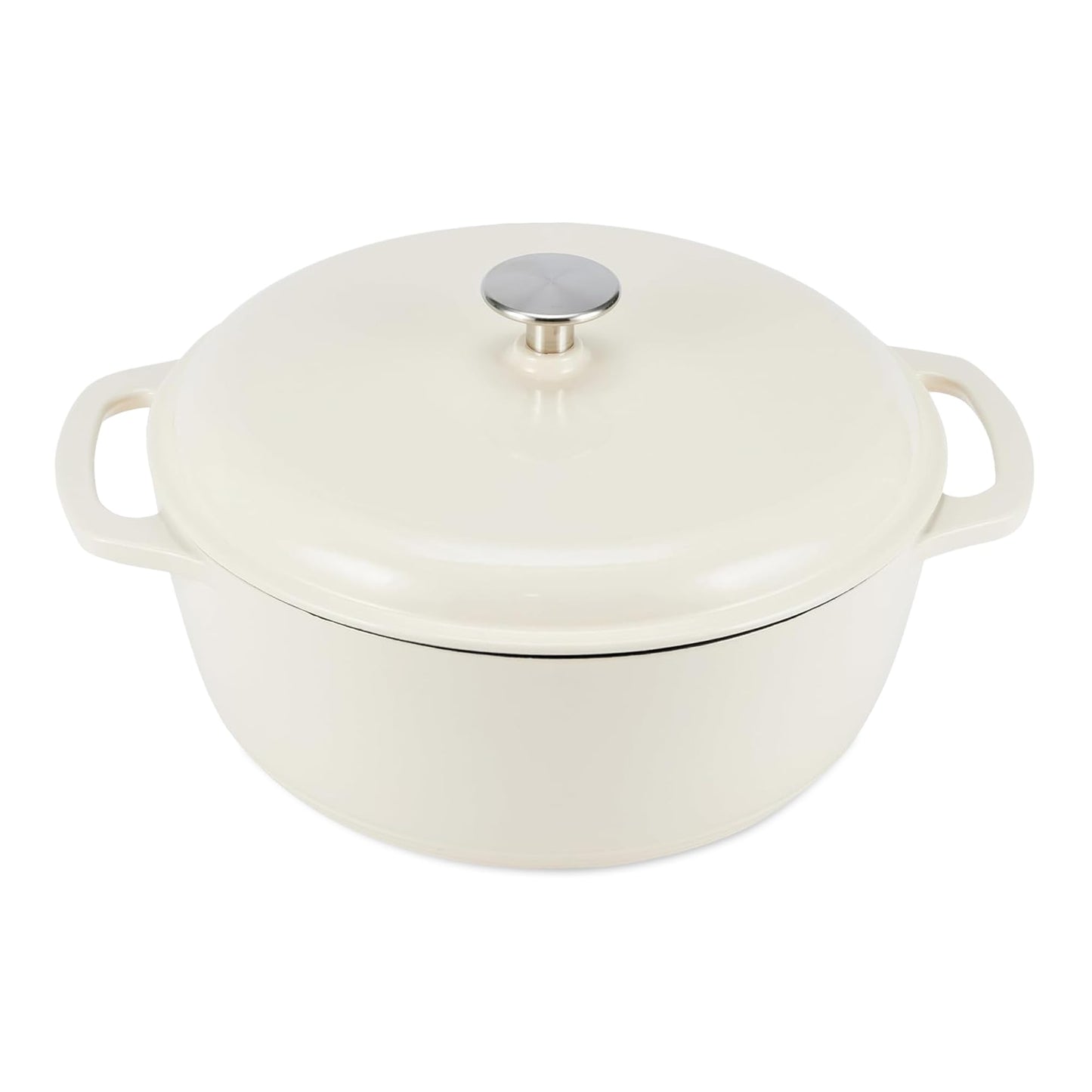 Enameled Cast Iron Dutch Oven Pot with Lid, Round, Dual Handles, Heavy-Duty, Oven Safe for Stews, Roasting, Baking, 6-Quart, Red