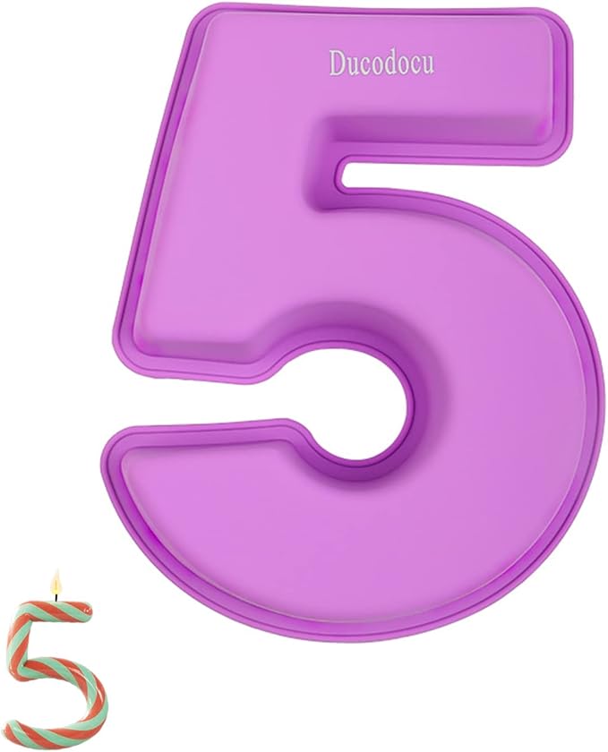 Ducodocu Large Silicone Number Cake Mould 3D Novelty Cake Pan DIY Baking Mold for Birthday Anniversary Number of 1 Purple