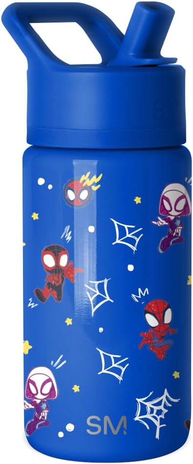 Simple Modern Kids Summit Water Bottle with Straw Lid | Marvel Spider-man 14oz Stainless Steel Cup Insulated Tumbler for Boys, School | Spidey & Friends