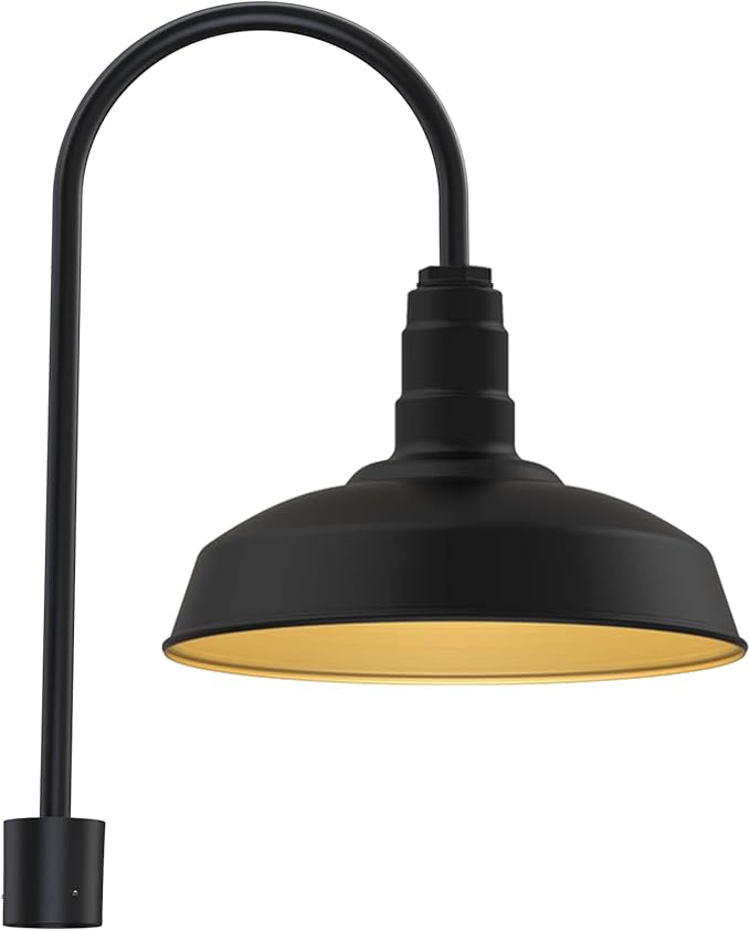 11" Straight Arm Barn Light Outdoor | Farmhouse | Modern Gray/Brass