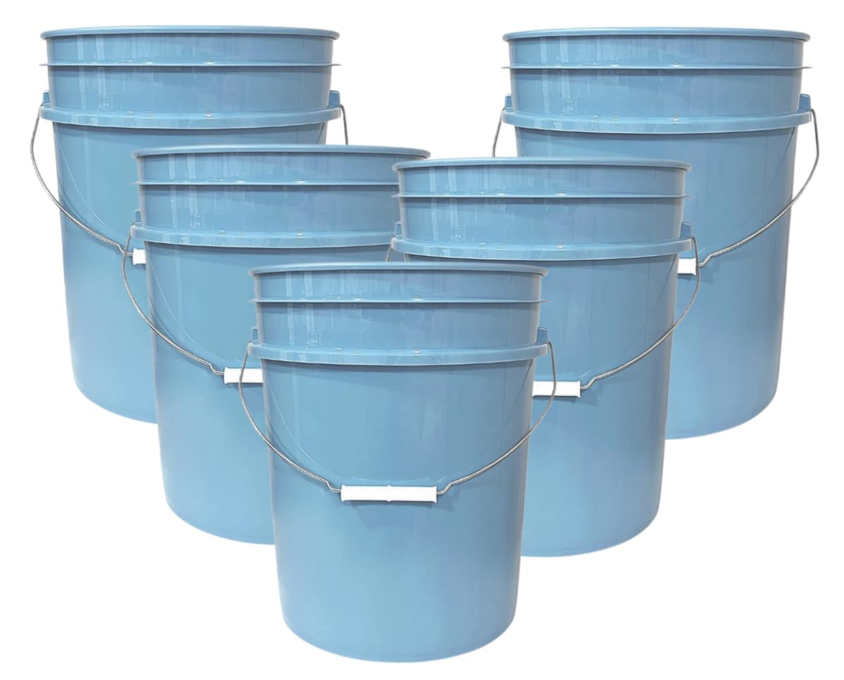 House Naturals 5 Gallon Premium HPDE Plastic Bucket - Made in USA Food Grade Container, BPA Free All Purpose Pail (5, Red)