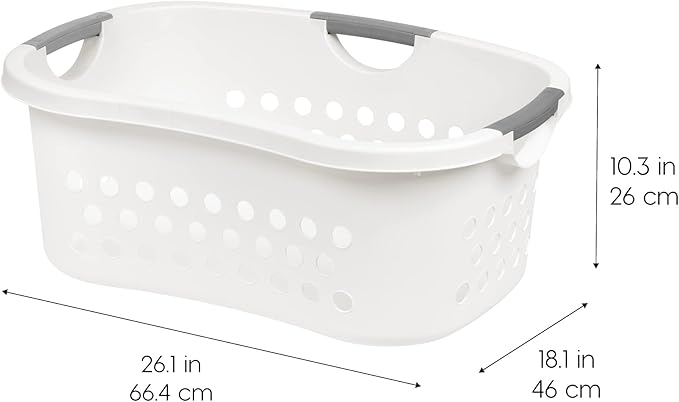 IRIS USA 50L Plastic Hip Hold Laundry Basket with Built-In Comfort Carry Handles, 3 - Pack, 1.5 Bushel, Clothes Hamper, Laundry Hamper, Ventilation Holes, for Closet Dorm Laundry Room Bedroom, White