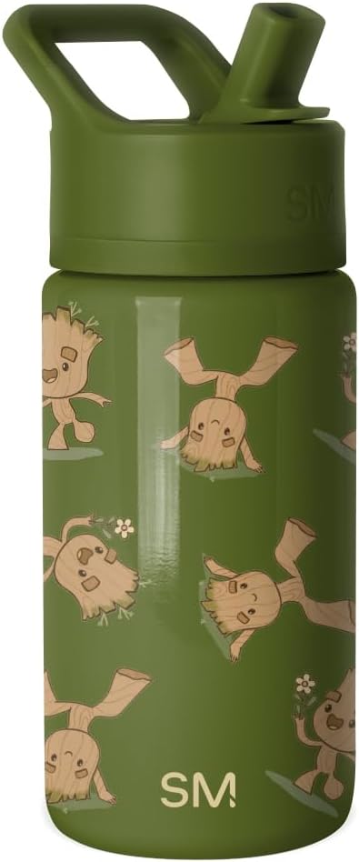 Simple Modern Kids Summit Water Bottle with Straw Lid | Marvel Guardians of the Galaxy 14oz Stainless Steel Cup Insulated Tumbler for Boys, School | I am Groot