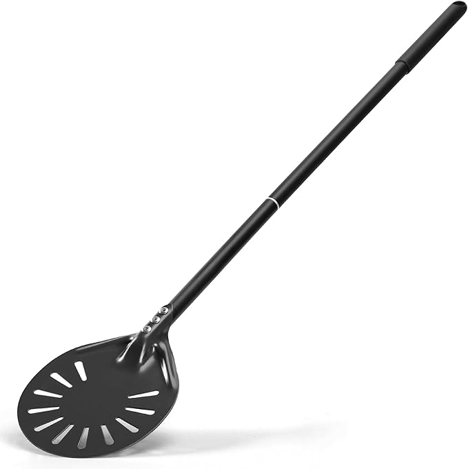 Leightszen 8” Pizza Turning Peel - Pizza Turner - Restaurant-Grade Aluminum Perforated Pizza Peel Lightweight Metal Outdoor Pizza Oven Accessories