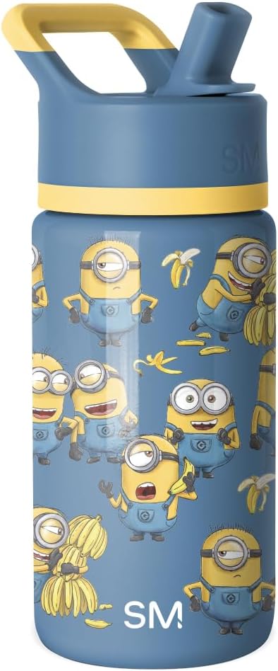 Simple Modern Kids Summit Water Bottle with Straw Lid | Despicable Me Minions 14oz Stainless Steel Cup Insulated Tumbler for Girls, Boys, School | Minions Unite