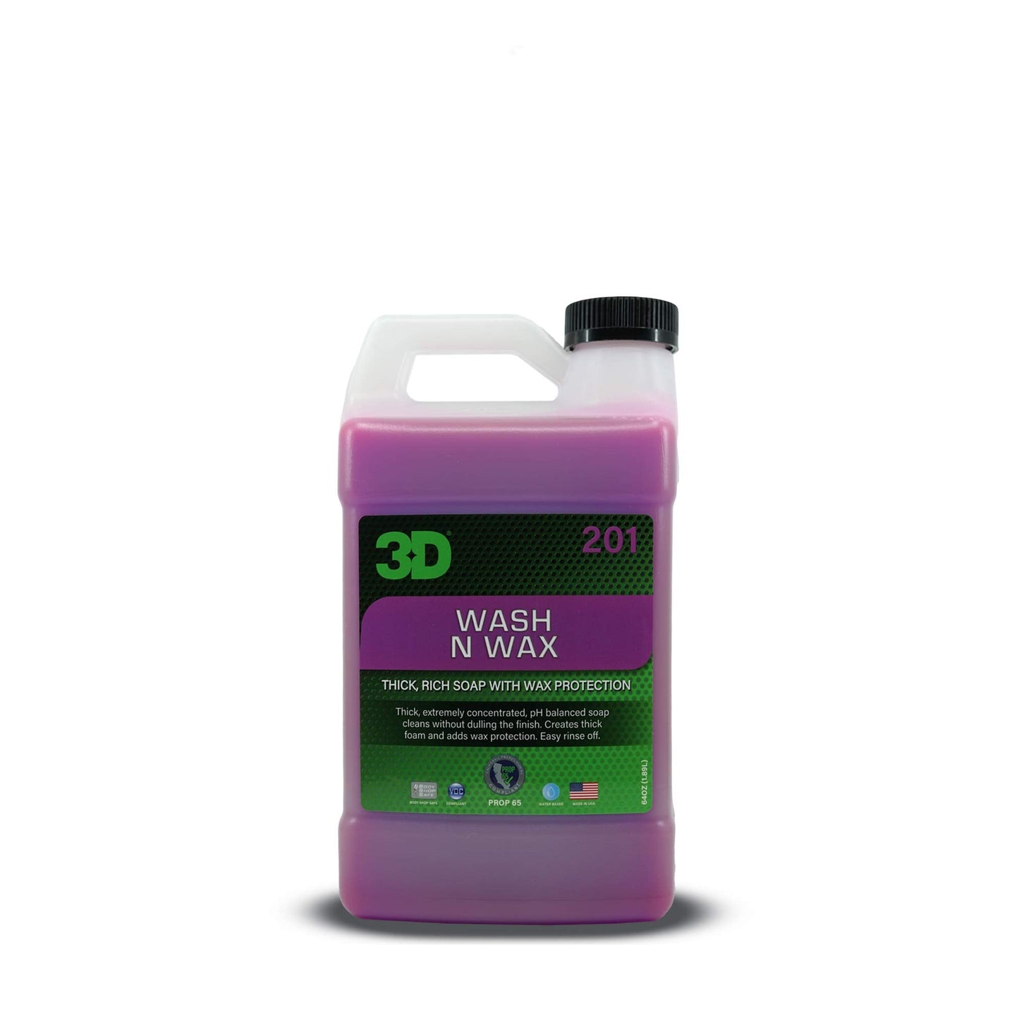 3D Wash N Wax Car Wash Soap - pH Balanced, Easy Rinse, Scratch Free Soap with Wax Protection - 1 Gallon