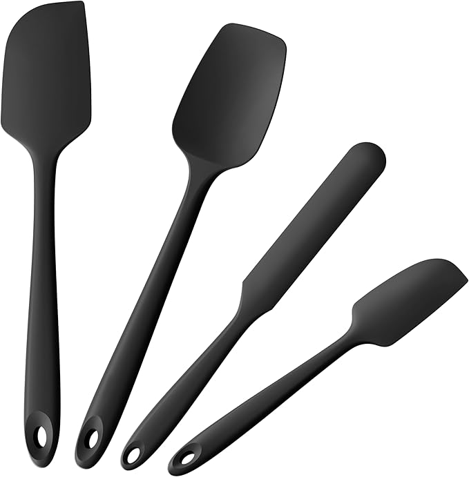 Doosu 600°F Heat Resistant Silicone Spatula Scrapers (Set of 3, Black)