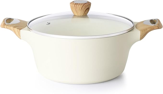 SENSARTE Nonstick Stock Pot with Lid, 2.6/4.5/6.6/8.5/11 QT Soup Pot Casserole Pot, Healthy Pasta Pot, Large Deep Cooking Pot, Big Sauce Pot Stew Pot, Induction Compatible, PFOA PFOS APEO Free, Black